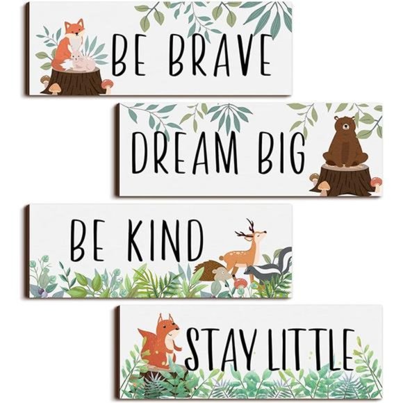 4 Pieces Woodland Nursery Decor Baby Safari Decor for Kids11x 3.9 Inches - Picture 1 of 7